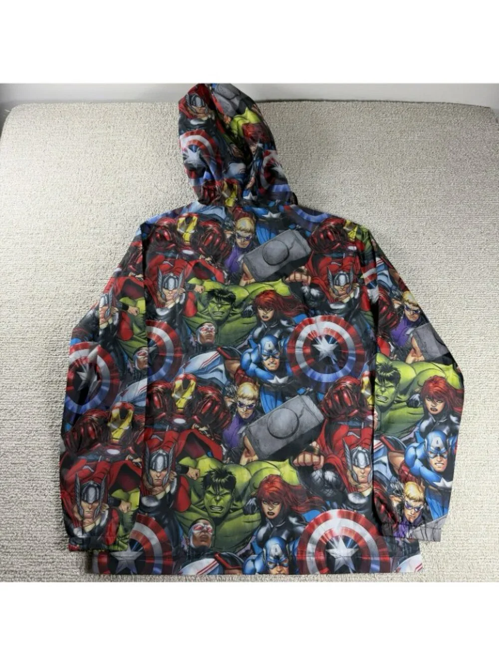 Marvel Avengers All Over Print Windbreaker Jacket Multicolor Men’s Size Medium